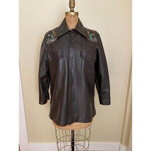 Vintage Vanderbilt Faux Leather Jacket, Chocolate Brown Faux Leather Coat